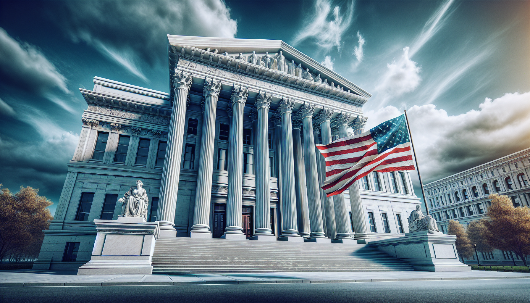 Classical American courthouse exterior symbolizing justice and the bail bond profession